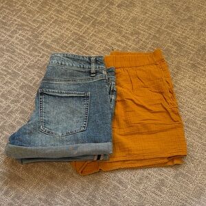 Maurices Denim Shorts and Universal Thread Linen Mustard Shorts